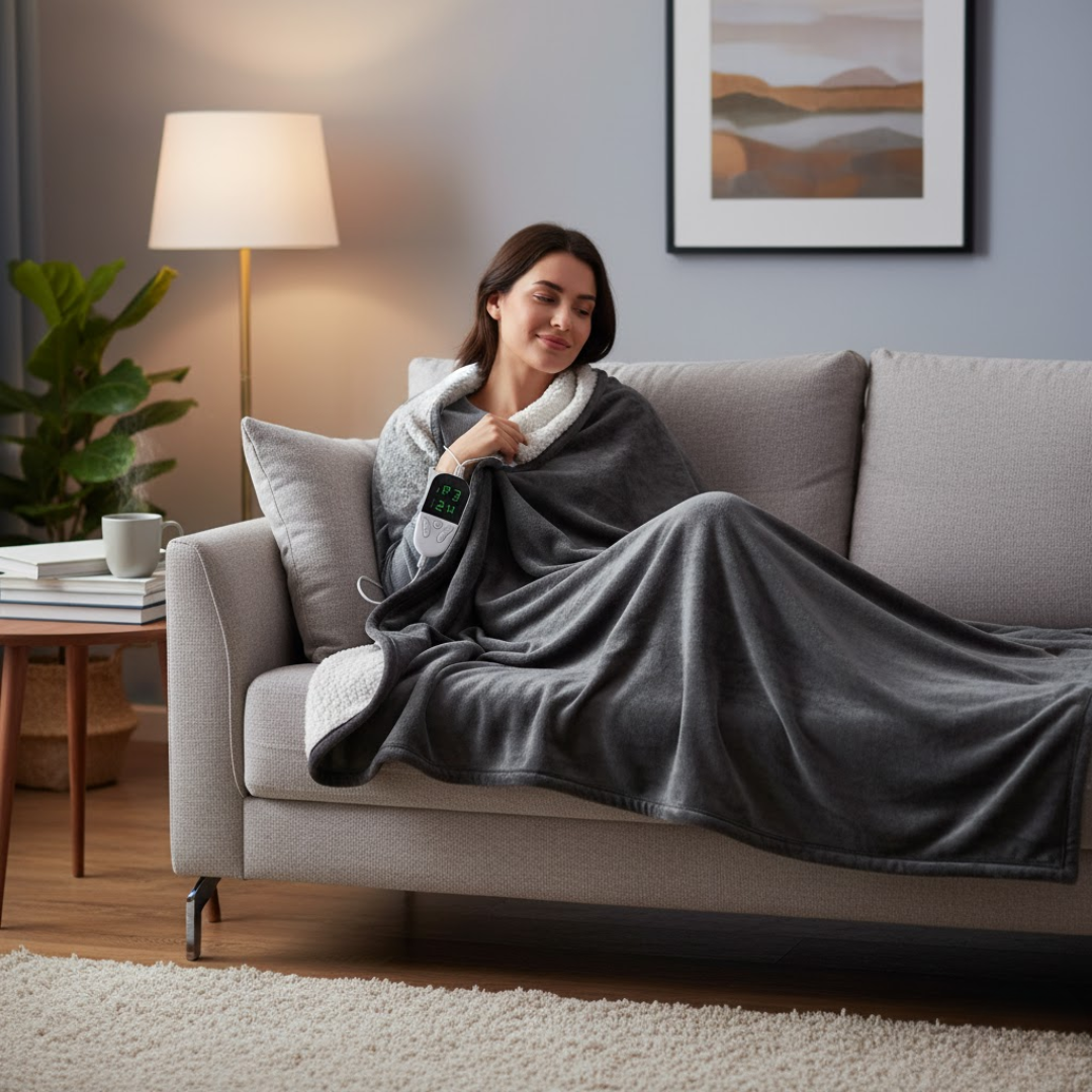 Hygge Electric Heated Blanket in Organic Cotton Blend