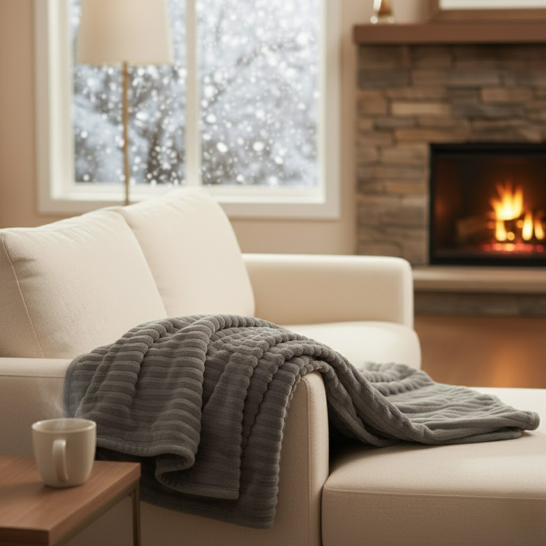Electric Heated Throw Blanket with 6 Temperature Levels 59"×71"