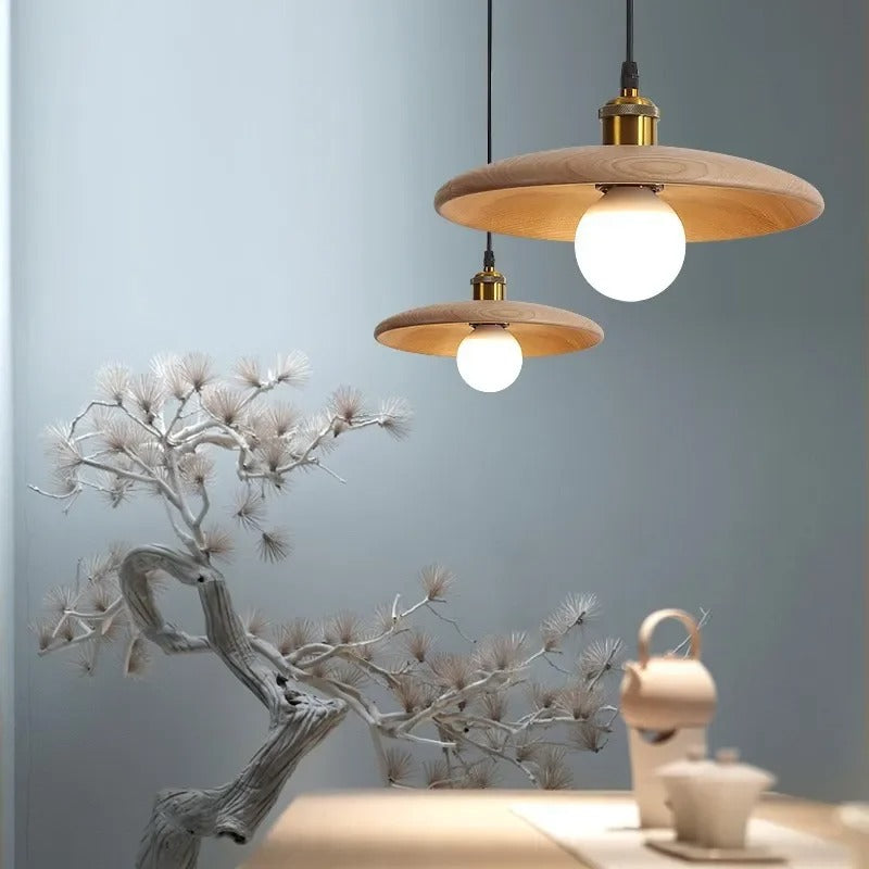 Solid Bamboo Wood Pendant Light