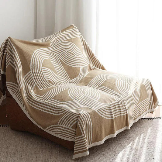 Nordic Geometric Knitted Throw Blanket for Sofa, Bed, and Cozy Layering