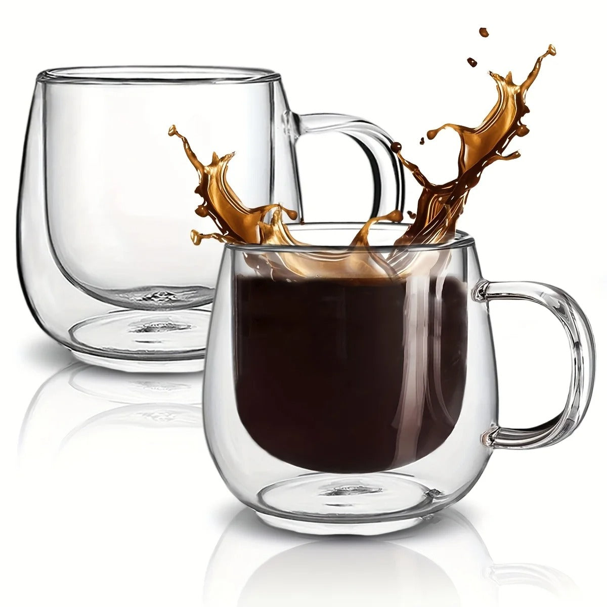 Insulated Double Wall Glass Cups for Latte, Cappuccino, and Tea 2-Pack