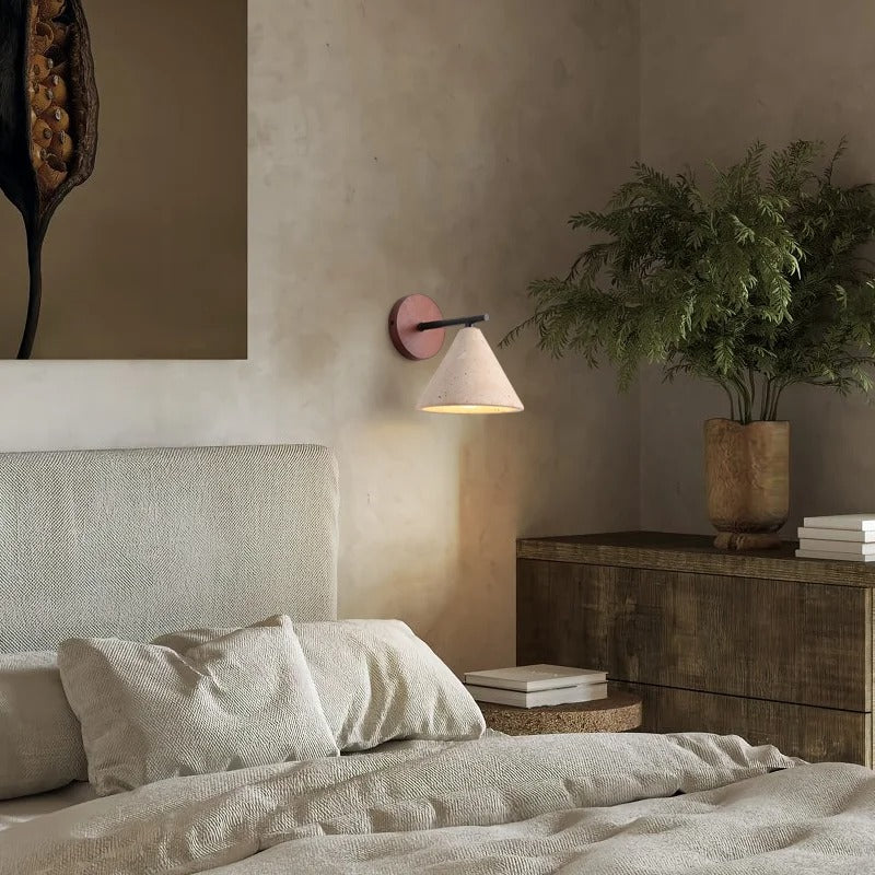Natural Stone Wall Lamp - Travertine LED Sconce with Warm Lighting for Modern Living