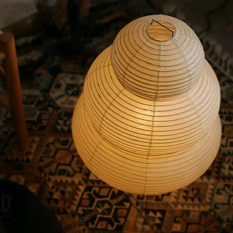 Japanese-Inspired Paper Floor Lamp with Stainless Steel Base