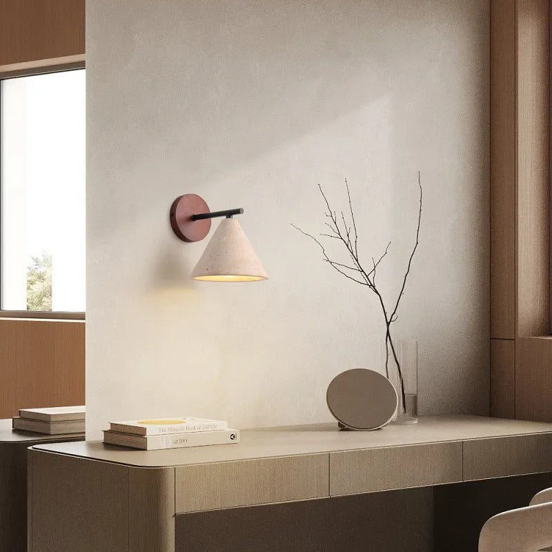 Natural Stone Wall Lamp - Travertine LED Sconce with Warm Lighting for Modern Living