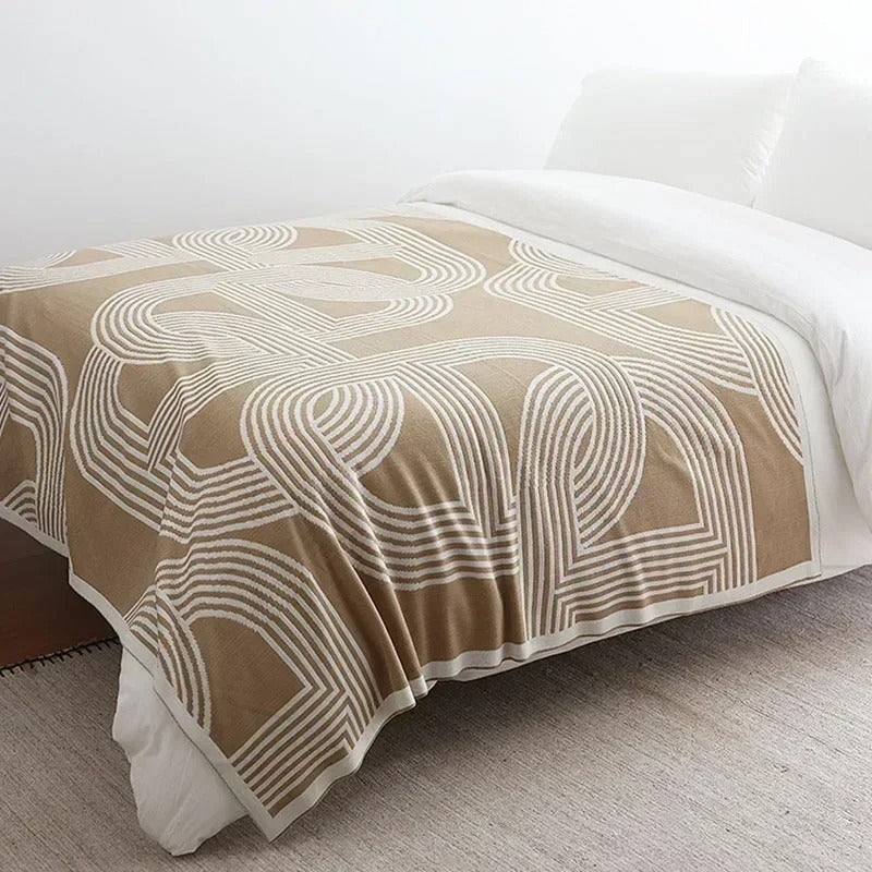 Nordic Geometric Knitted Throw Blanket for Sofa, Bed, and Cozy Layering
