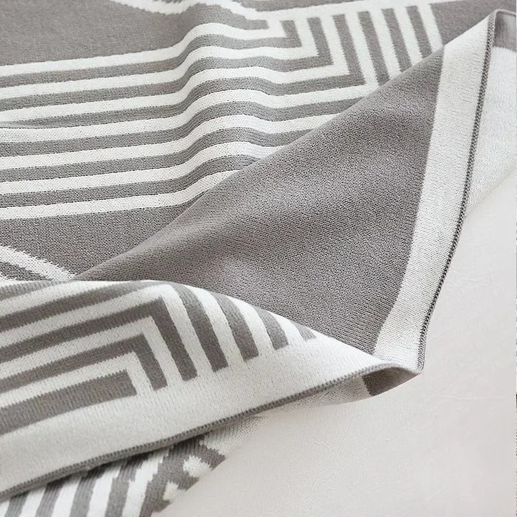 Nordic Geometric Knitted Throw Blanket for Sofa, Bed, and Cozy Layering