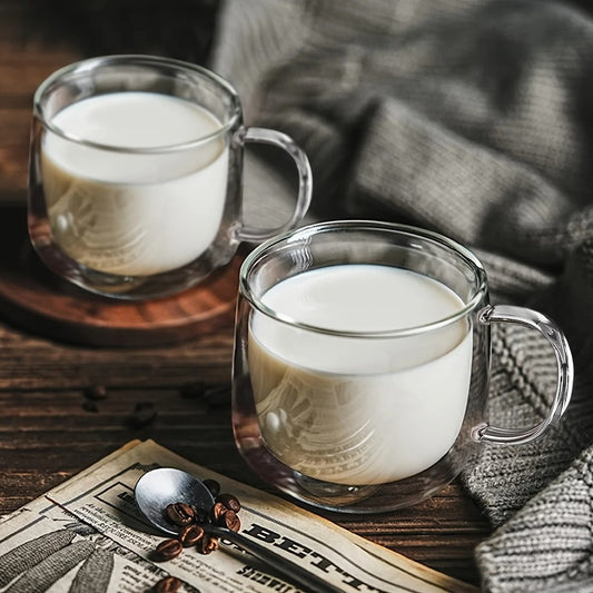 Insulated Double Wall Glass Cups for Latte, Cappuccino, and Tea 2-Pack