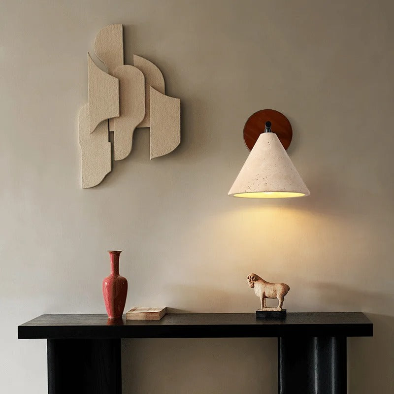 Natural Stone Wall Lamp - Travertine LED Sconce with Warm Lighting for Modern Living