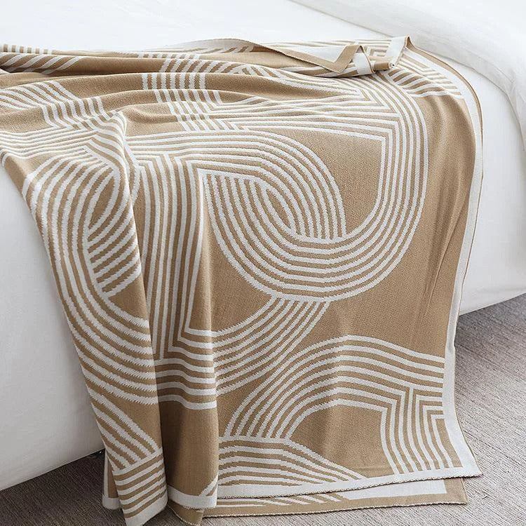 Nordic Geometric Knitted Throw Blanket for Sofa, Bed, and Cozy Layering