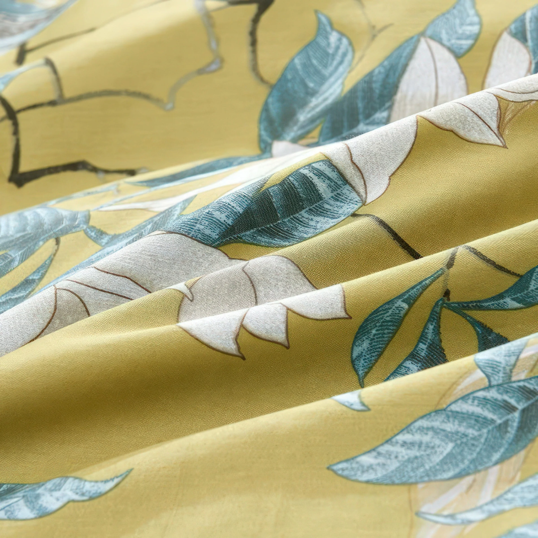 Egyptian Cotton Duvet Cover Set - Luxury Sateen Bedding with Bird & Floral Print