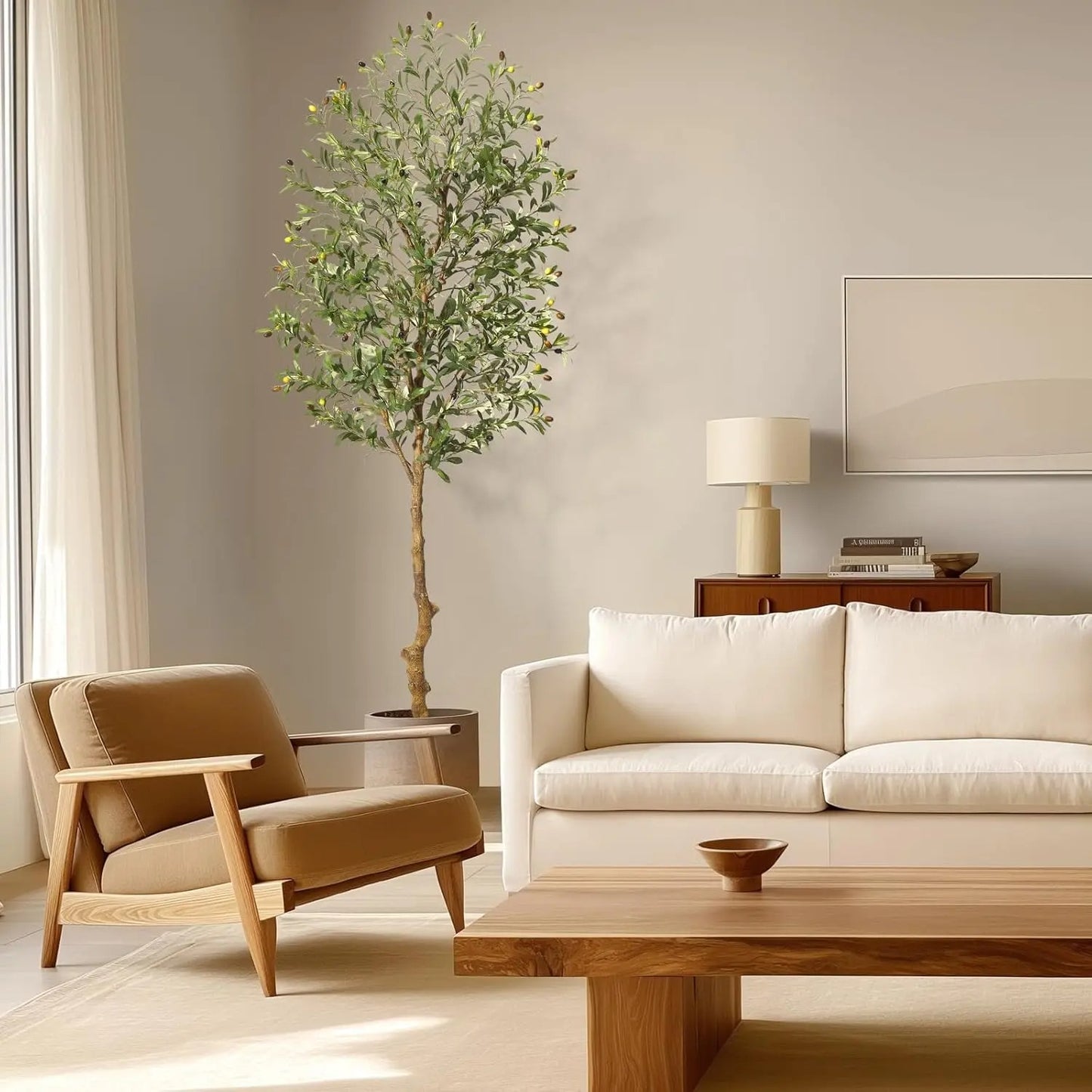 Olivara Realistic Artificial Olive Tree with Fruits & Branches 7ft