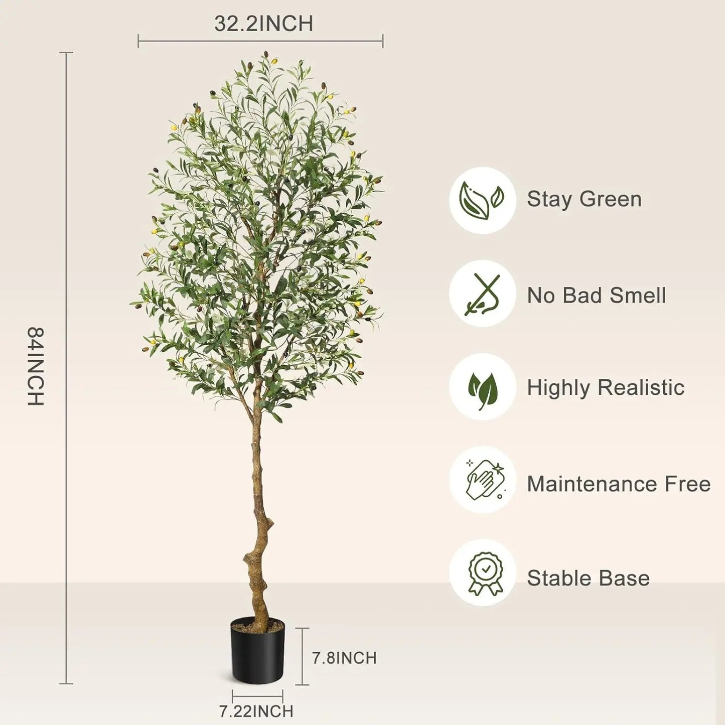 Olivara Realistic Artificial Olive Tree with Fruits & Branches 7ft