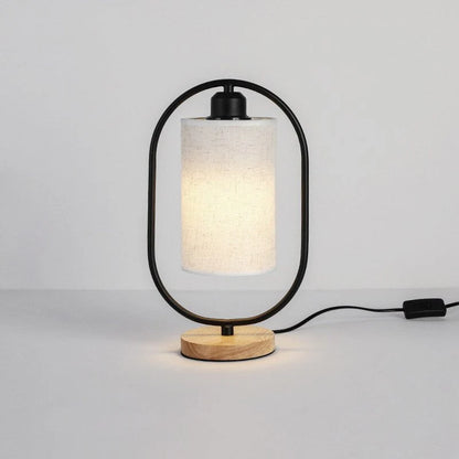 Industrial Style Wooden Bedside Lamp with Metal Accent