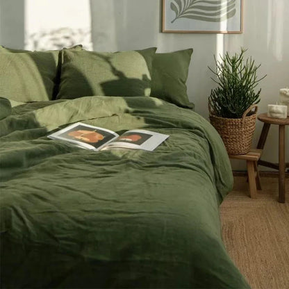 100% Stone-Washed Linen Duvet Cover with 2 Pillowcases