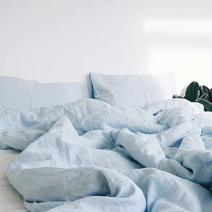 100% Stone-Washed Linen Duvet Cover with 2 Pillowcases