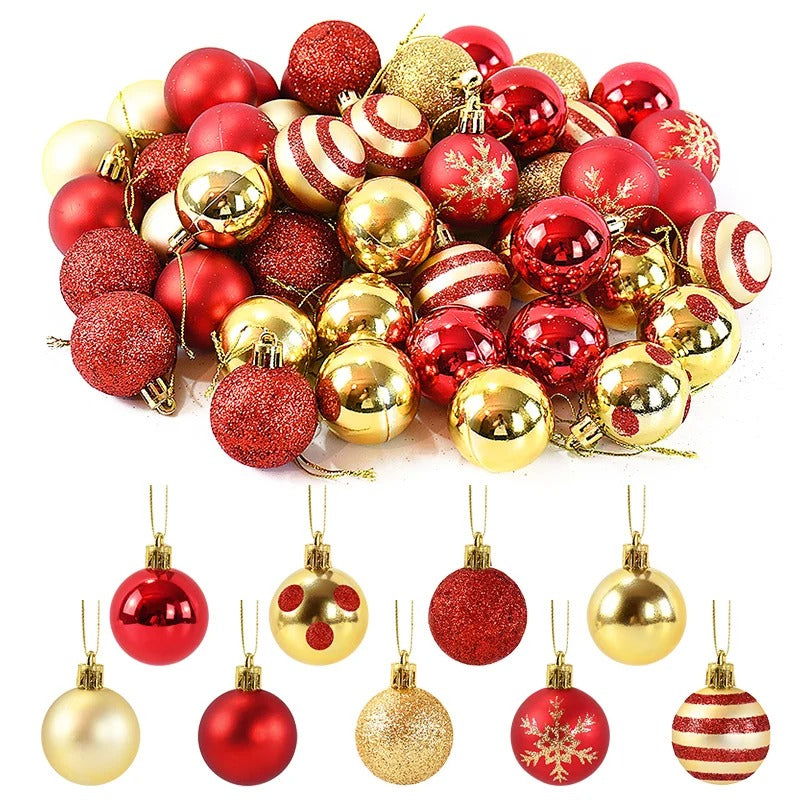 Red & Gold Christmas Ball Ornament 50pcs Set