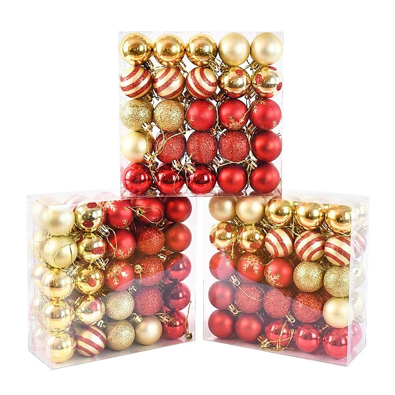 Red & Gold Christmas Ball Ornament 50pcs Set