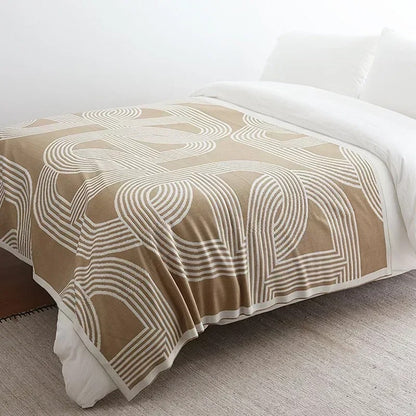 Nordic Geometric Knitted Throw Blanket for Sofa, Bed, and Cozy Layering