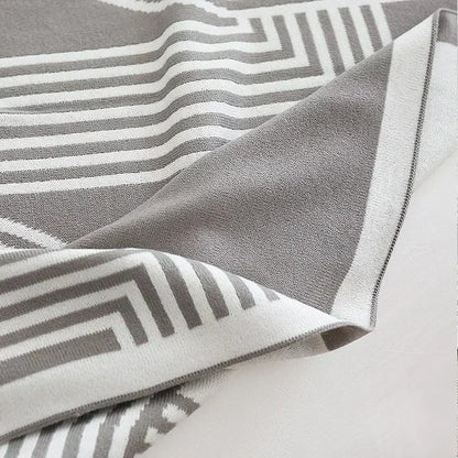 Nordic Geometric Knitted Throw Blanket for Sofa, Bed, and Cozy Layering