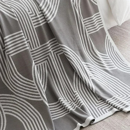 Nordic Geometric Knitted Throw Blanket for Sofa, Bed, and Cozy Layering