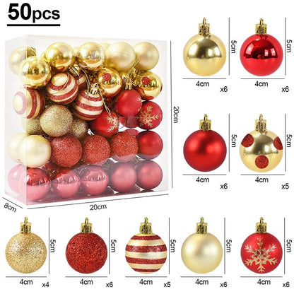 Red & Gold Christmas Ball Ornament 50pcs Set